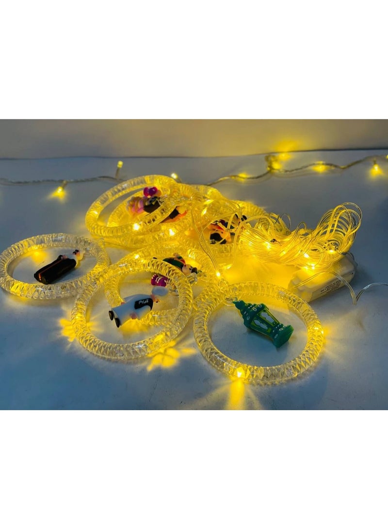 Suriya Ramadan Jar, Round Ring, Lighting String with Ramadan Characters, Acrylic Material with Yellow Lights, Mod Device and Plug, Size: 5 meters - Image 2